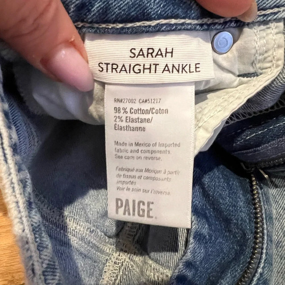 PAIGE Sarah Straight Ankle - Silva w/ Tattered Hem Size 23 - Picture 8 of 9